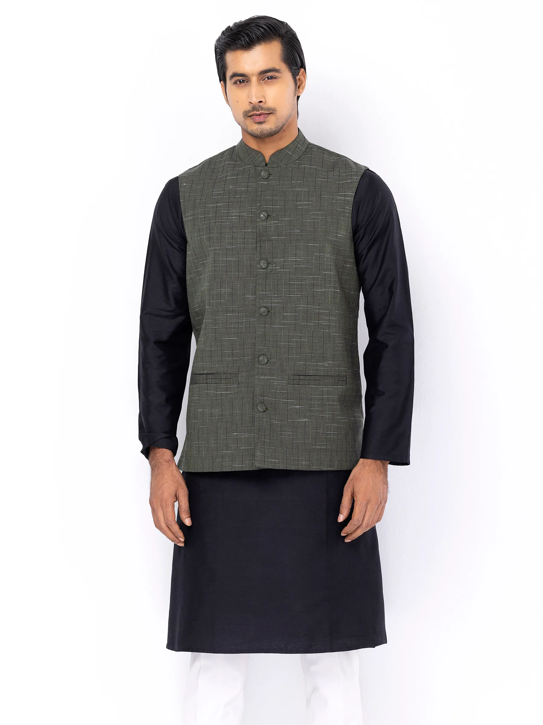 Sage Green Handloom Cotton Coaty